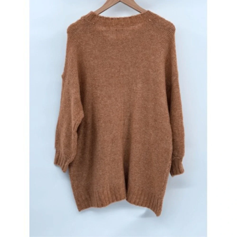 Aerie Sweater Chunky Oversized‎ Tunic Women Medium Orange Tan Long Sleeve Knit